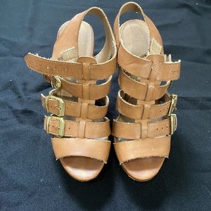 Madden Girl size 5 Wedges Belt Buckle Theme